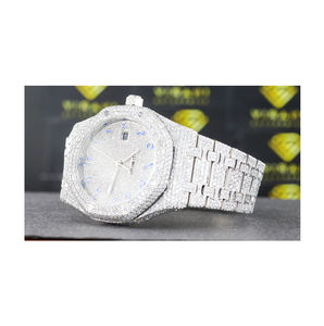 Montre de luxe en acier inoxydable de qualité supérieure, cadran saphir, diamant moissanite de clarté VVS, résistance à l'eau 3 BAR, double mouvement - Product Image 1