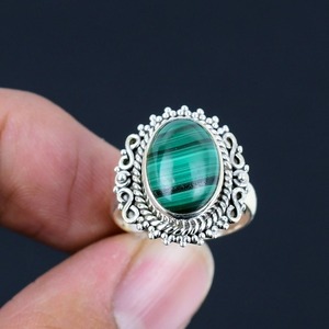 Bague de style bohème en argent faite à la main bijoux en argent sterling 925 Malachite pierres précieuses bague tendance bijoux pour femmes cadeau pour elle - Product Image 2