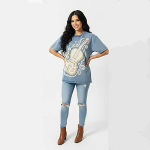 T-shirt personnalisé de haute qualité avec strass brillants, logo personnalisé imprimé avec des strass, manches courtes, 100% coton, pour femmes - Product Image 2