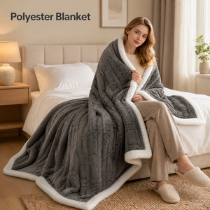 Manta de franela gris carbón con diseño reversible de sherpa blanco, suave y acogedora, para cama, entrega rápida en la UE, Polonia. - Product Image 3