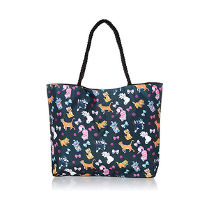 Sac fourre-tout en toile de coton double doublure durable de grande capacité poignée en corde noire recyclée fermeture à glissière écologique personnalisable - Product Image 1