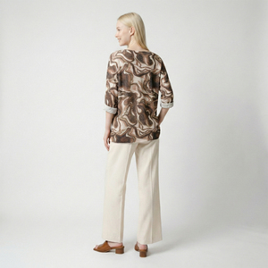 T-Shirt Traspirante Casual a Maglia Fine con Maniche Lunghe e Scollo a V in Spandex e Viscosa - Product Image 2
