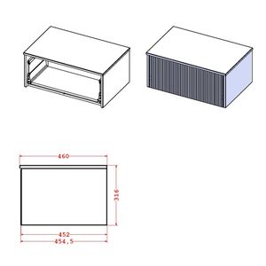 Grazia cassettiera a 1 cassetto con parte anteriore pieghettata dimensioni 71x46x32 cm tabacco rovere colore bagno vanità imballaggio... - Product Image 4