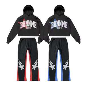 Zavi Sports Custom Acid Wash Stacked Sweat Flared Suit Chándal de invierno con logotipo impreso Sudadera con capucha y pantalones de chándal Conjuntos OEM - Product Image 5