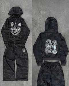 ชุดเสื้อมีฮู้ดผ้าฝ้ายฝรั่งเศสเทอร์รี่แอซิดสไตล์วินเทจกำหนดโลโก้ได้เองขนาดใหญ่ล้างหินชุดเสื้อมีฮู้ดจางหายไปจากดวงอาทิตย์ - Product Image 4