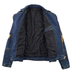 Saleh Enterprises Men Regular Fit <b>Denim</b> Jacket Winter Y2K Embroidered Vintage Washed Trucker <b>Coat</b> Casual Streetwear Fashion - Product Image 3