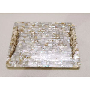 Bandeja de servicio moderna recién llegada, bandeja decorativa de nácar blanca con asa recortada para bandeja decorativa de mesa - Product Image 4