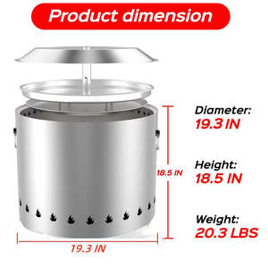 Camino a legna senza fumo in acciaio inox da 19.3 pollici con frassino rimovibile per uso portatile - Product Image 2