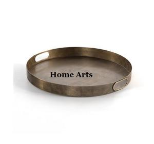 Plateau de service alimentaire en aluminium au design classique, forme ronde, couleur or, plateau à thé et à café à prix abordable - Product Image 6