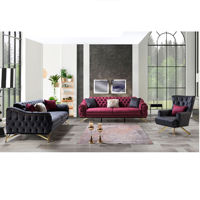 Ensemble de canapés Chesterfield en bois de style européen moderne ESILA avec housse amovible - Best-seller pour salon, cuisine, villa, atelier