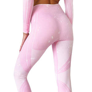 เลกกิ้งออกกำลังกายผู้หญิงเอวสูงไร้ตะเข็บ ผ้าถัก โลโก้สั่งทำได้ เป็นมิตรกับสิ่งแวดล้อม ระบายอากาศ ป้องกันแบคทีเรีย รับผลิตแบบ OEM ขายส่ง - Product Image 5