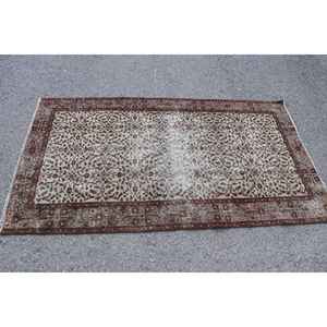 Alfombra Vintage de 3.7x6.6 pies, Alfombra Persa Turca Marrón - Product Image 3