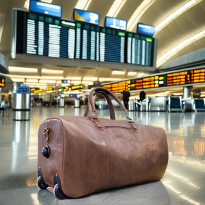 Sac de sport Weekender en cuir véritable souple de haute qualité finition vintage avec fermeture à glissière durable pour tous les voyages - Product Image 3