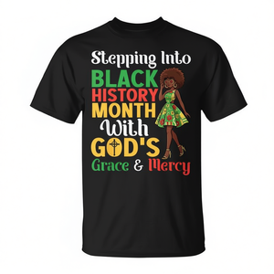 T-shirt da ragazza con la scritta 'God's Grace and Mercy' per il Mese della Storia Nera, abbigliamento promozionale - Product Image 2