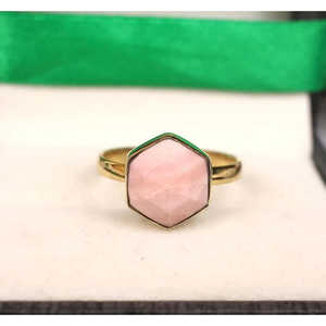 Vente en gros Argent 925 Rose Opale Turquoise Fait à la main Boho Déclaration Anneau Géométrique Diamant Coupe Forme Ovale Placage Rhodium Platine Principal - Product Image 2