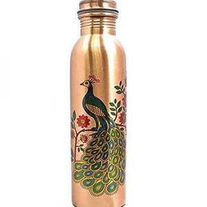 Botella de Cobre con Estampado de Leopardo y Esmalte, Beneficiosa para la Salud, con Tapa, Botella de Agua con Cobre que Contiene Minerales, Recomendada por Ayurveda - Product Image 2