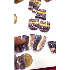 33 paires ou 3 pièces ensemble Fluorite naturelle 12-45mm sculpture poire Rectangle pierre 2350 Cts Lot Iroc ventes qualité fantaisie pierre précieuse en vrac - Product Image 4