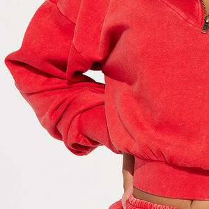 Sudadera con capucha cómoda y ligera para correr para mujer, Invierno/forro polar suave, transpirable, recortada, nuevo diseño, OEM, logotipo personalizado, sudadera con capucha para mujer - Product Image 4