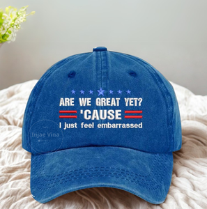 Blue Washed Cotton 6-Panel Dad Hat Embroidered Political Quote Soft Fit Adjustable Sporty Street Outfit Cap Vietnam Wholesale - Product Image 1