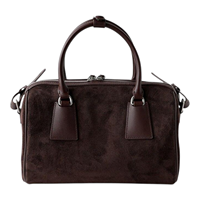Tas Wanita Bentuk Bantal Kulit Suede Coklat Asli Buatan Tangan Mewah Berkualitas Premium Kapasitas Besar Ringan dengan Ritsleting Lapisan Kanvas Tahan Lama