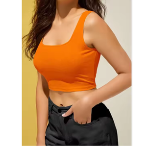 BD, Top corto de alta calidad para mujer, informal, cómodo, ajustado, diseño, cuello de lazo, tejido de punto transpirable, Top corto sólido a la venta - Product Image 2