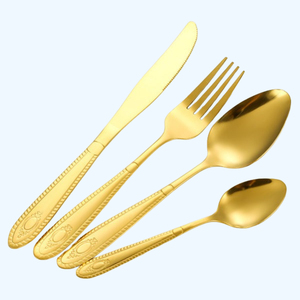 Listo para enviar Regalos de Navidad de lujo occidentales Juegos de Cubiertos de metal moderno Juego de cubiertos de acero inoxidable chapado en oro - Product Image 1