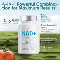 Cápsulas de Resveratrol NAD+ de Marca Privada OEM, 900 mg, Antienvejecimiento, Apoyo Energético, Salud Celular, Suplemento Dietético para Adultos, para Hombres