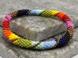 Stunning Black and Multi-Color Fashionable Children's Roll Bracelets with Lampwork Glass Beads <b>Crystal</b> Rhinestone Tassel Design - Product Image 4