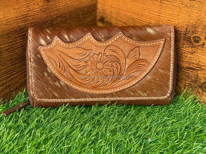 Cheveux sur cacher fourrure cuir pochette Western métallisé peau de vache fourrure Handtooled cuir portefeuille femmes cadeau - Product Image 4