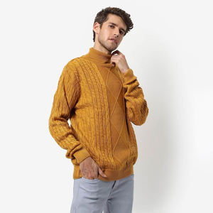Pull pour hommes Pull chaud d'hiver à manches longues en tricot Pull en tricot de couleur unie Pull décontracté en coton respirant pour hommes - Product Image 5