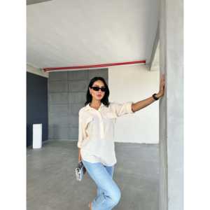 Chemise d'été décontractée en popeline avec poches à rabat, motif rayé simple - Product Image 3