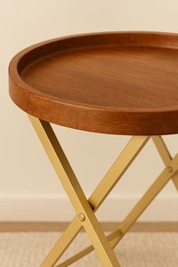 Dessus rond de conception moderne avec pieds en métal Table de nuit en bois pour salon Meubles exclusifs disponibles pour le salon - Product Image 4