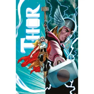 Póster moderno de Thor de Marvel, Thor contra la Thor Femenina, para decoración de pared - Product Image 1