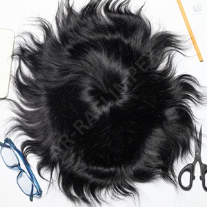 Postiche de Dubaï pour hommes avec Mirage Front Lace PU Technique Indian Remy Hair Straight Texture Premium Hairpiece Miraz Border - Product Image 3