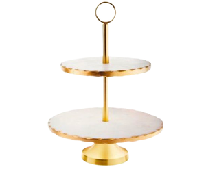 Vente en gros de présentoir de luxe en marbre blanc naturel de la famille royale pour gâteaux et pâtisseries, style moderne, poignée dorée, fait à la main, écologique - Product Image 6