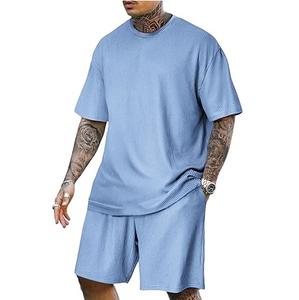 Ensemble décontracté d'été pour homme, nouveau t-shirt à manches courtes et short en tissu coton élasthanne, vêtements respirants en coton - Product Image 5