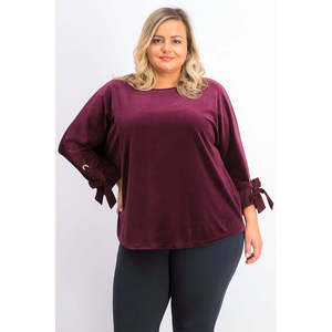 Maglia da donna Charter Club in velluto viola scuro con maniche annodate, taglia grande - Product Image 1