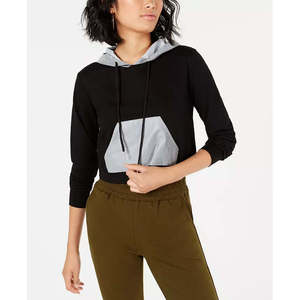 Felpa con Cappuccio Riflettente a Contrasto per Donna, Traspirante in Seta con Motivo a Lettere, Stile Casual per la Stagione Invernale, Taglia X-Large - Product Image 1