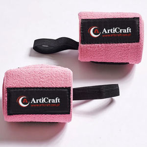 Muñequeras Deportivas Ajustables y Transpirables de Poliéster Elástico con Logotipo Personalizado para Gimnasio, Fitness y Levantamiento de Pesas, Color Negro - Product Image 1