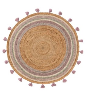Tapis rond en jute tissé à la main avec des glands, tapis de sol tressé naturel pour la chambre d'enfant, la crèche, le salon, la décoration de la maison - Product Image 6