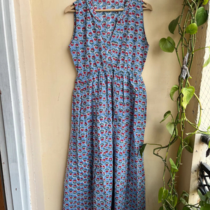 Robe imprimée bloc main tuniques indiennes robe longue en coton indien - Product Image 1