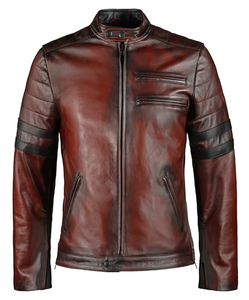 แจ็กเก็ตหนังแท้ปรับแต่ง100% เข้ารูประบายอากาศได้ดีบุด้วยผ้าซาตินมีซิปปิดสำหรับฤดูหนาวแจ็คเก็ตหนังแวกซ์ - Product Image 1