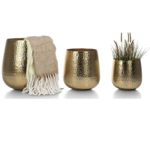 Jardinière design personnalisée en métal martelé pot de sol fini or pour salon intérieur extérieur jardin balcon - Product Image 5