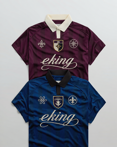 Maillot de football rétro streetwear personnalisé avec logo en caoutchouc, coupe classique, tricoté, broderie 3D, col polo - Product Image 1