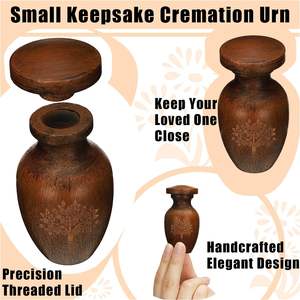 Small Keepsake Cremation <b>Urn</b> for Human <b>Ashes</b> with Wood Grain Finish Mini Personal Funeral <b>Urn</b> for <b>Pet</b> or Human <b>Ashes</b>, Decorative - Product Image 3
