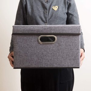 Linen <b>Fabric</b> Foldable Storage Boxes Organizer Containers <b>Baskets</b> Cube with Cover for Home Bedroom Closet Office Nursery OEM - Product Image 6