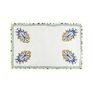 Heritage Touch Border Corner Butta Tapis de salle à manger en toile de coton au design moghol avec aspect brodé et lavable en machine - Product Image 1