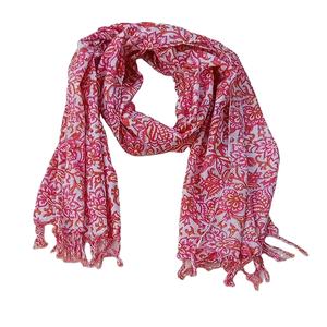 Meilleure vente 100% coton Western imprimé fleuri longue femmes écharpe innovante rose conception florale tissu doux Logo personnalisé châle - Product Image 1