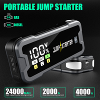 Démarreur de voiture haute puissance 4000A 12V, batterie externe 20000mAh super grande capacité avec écran numérique et lumière LED pour SUV, camion, pick-up