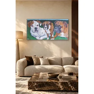 Impression sur toile de trois boxeurs côte à côte sur l'herbe de Fida - Product Image 3